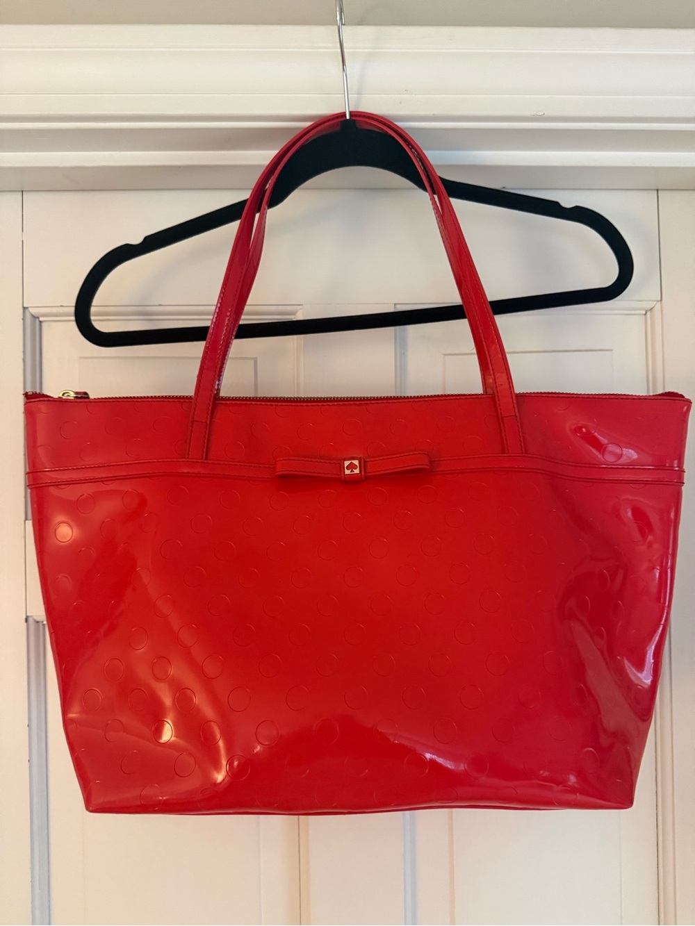 kate spade Red Patent Tote with Bow Detail